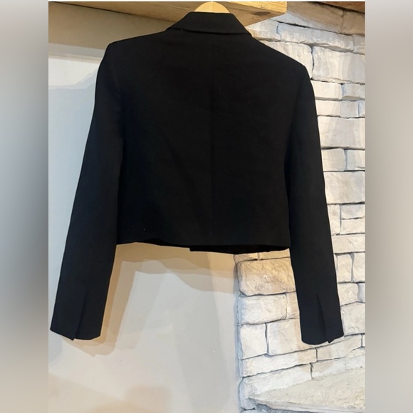 Zara Black Cropped Blazer Jacket One Button Size M - Picture 2 of 4